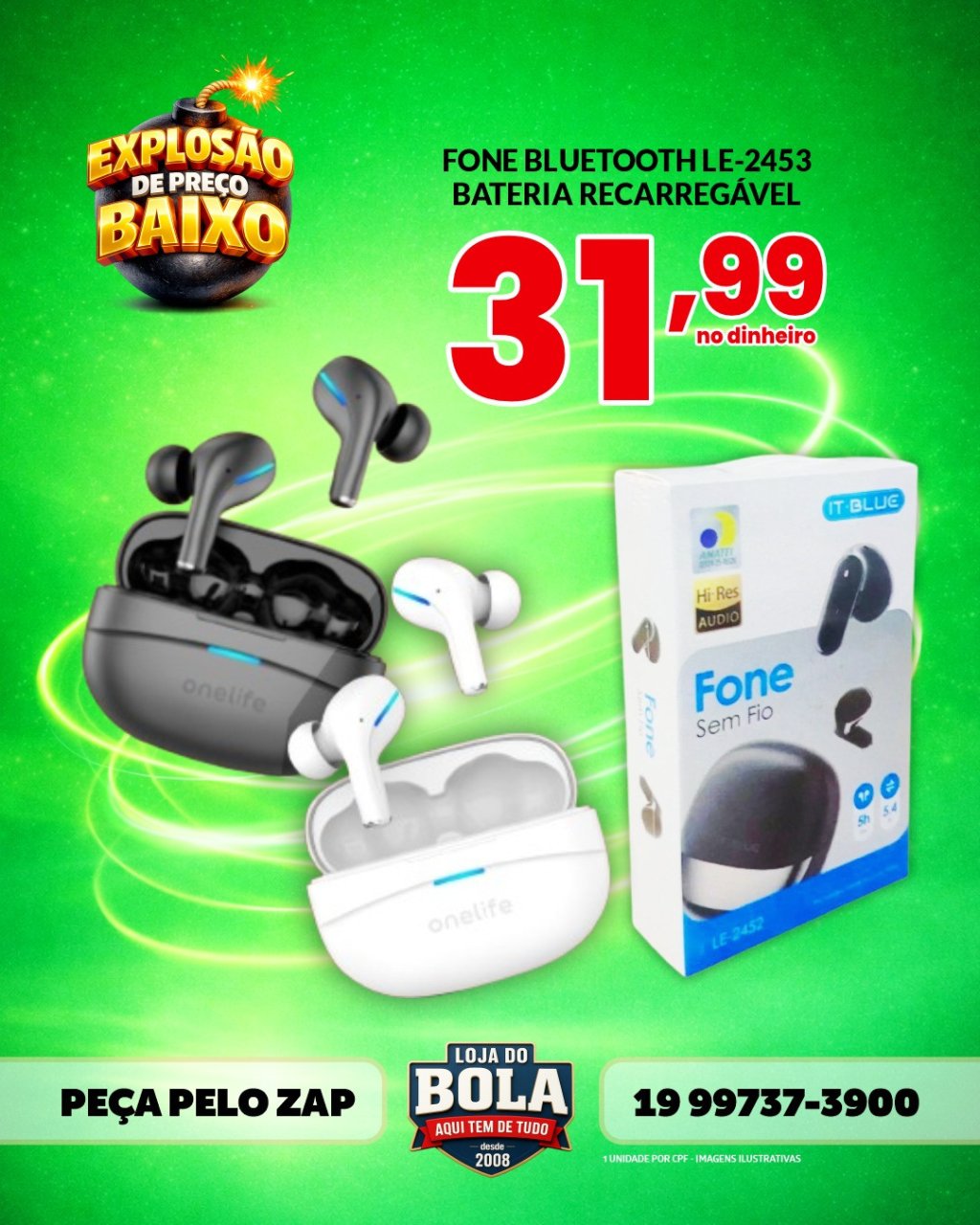 FONE BLUETOOTH IT-BLUE LE-2453