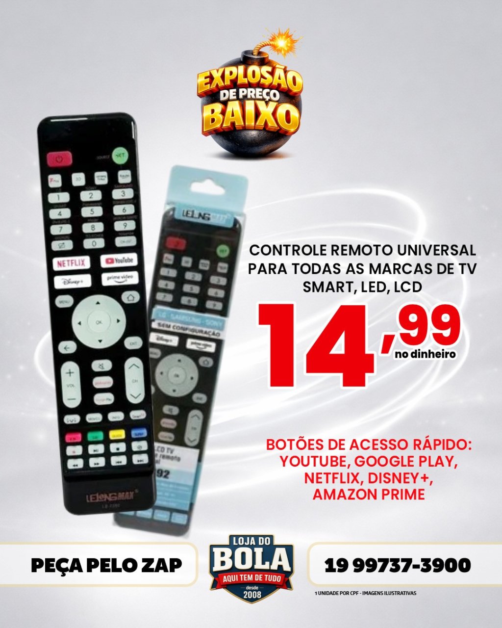 CONTROLE REMOTO UNIVERSAL PARA TV SMART