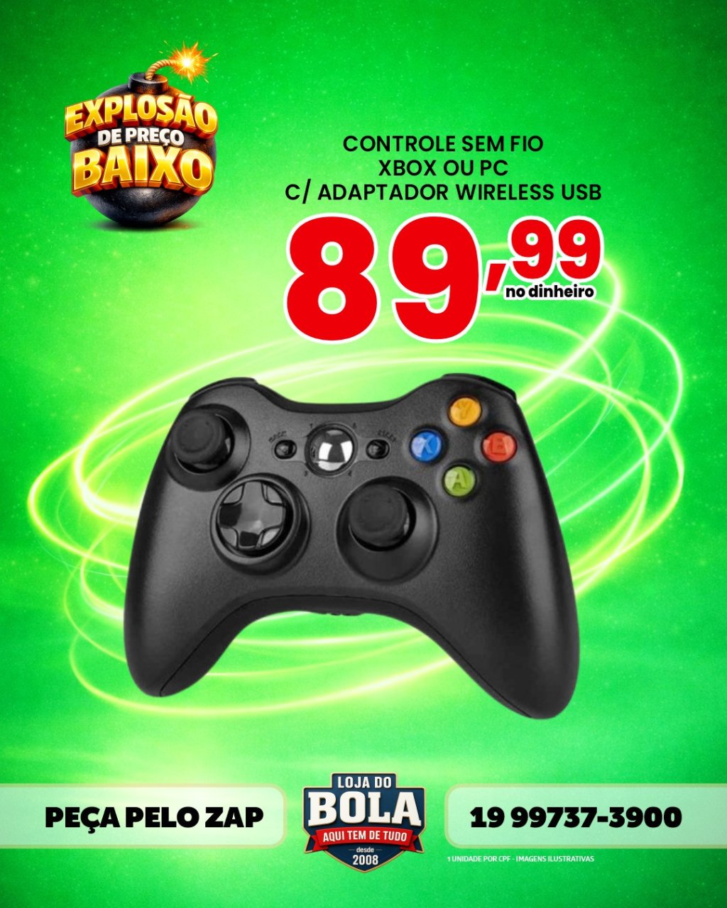 CONTROLE SEM FIO XBOX OU PC