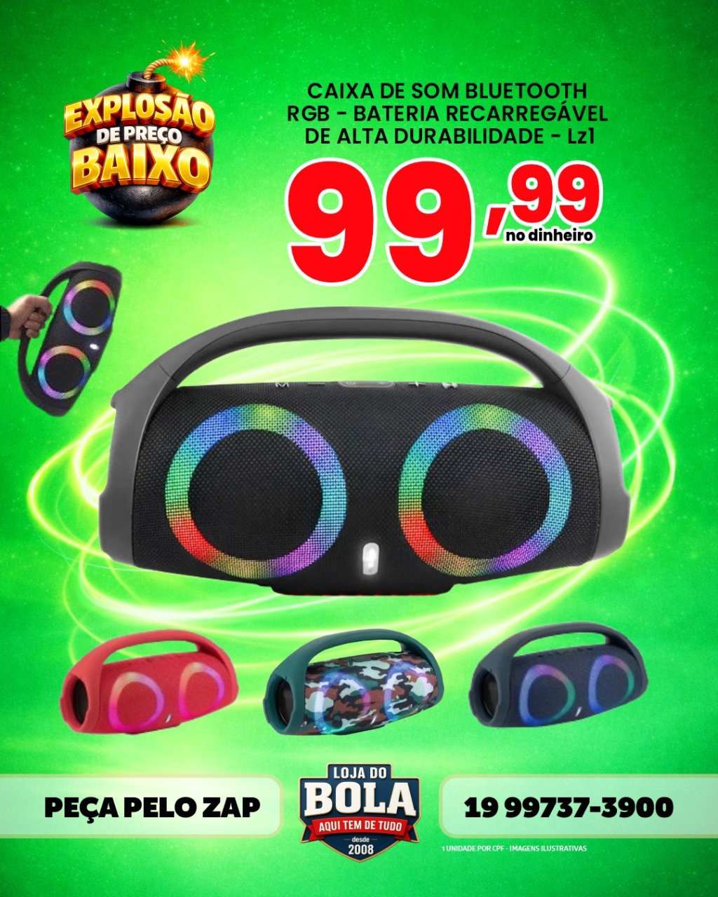 CAIXA DE SOM BLUETOOTH BOMBOX LZ1