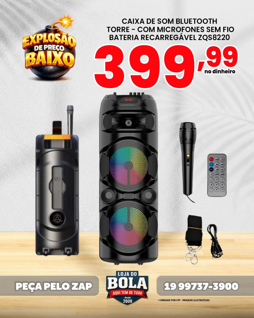 CAIXA DE SOM BLUETOOTH TORRE  -  ZQS8220