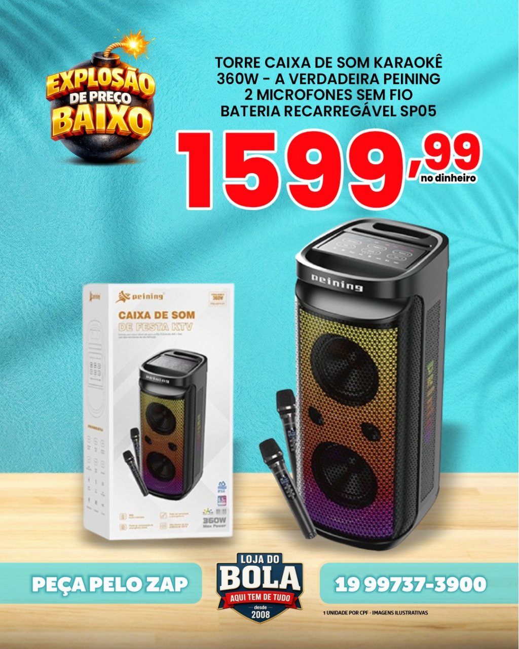 TORRE CAIXA DE SOM KARAOKÊ - 360W