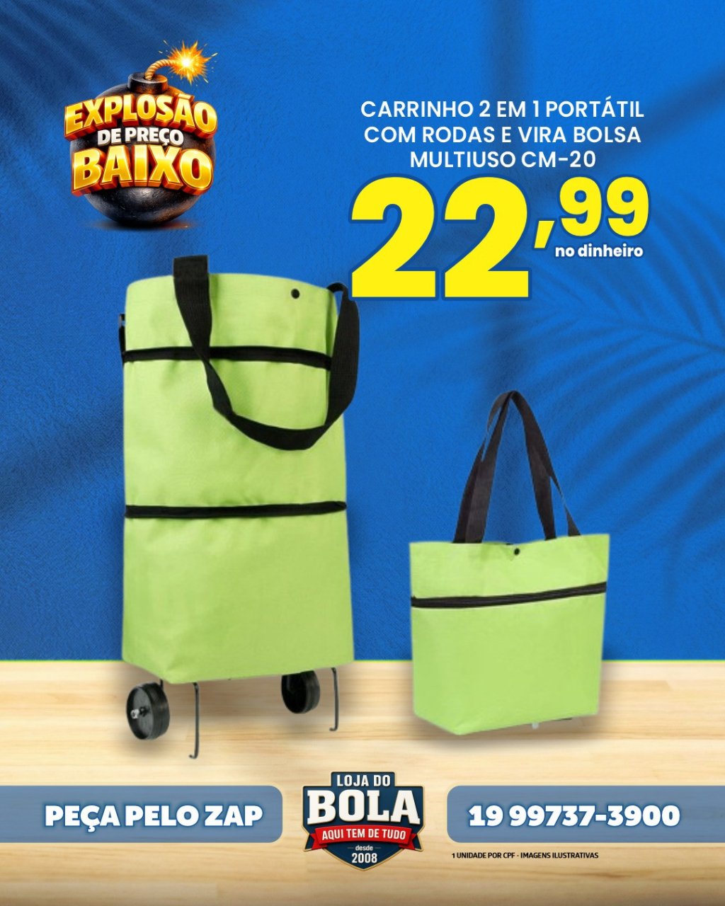 CARRINHO 2 EM 1 C/ RODAS 