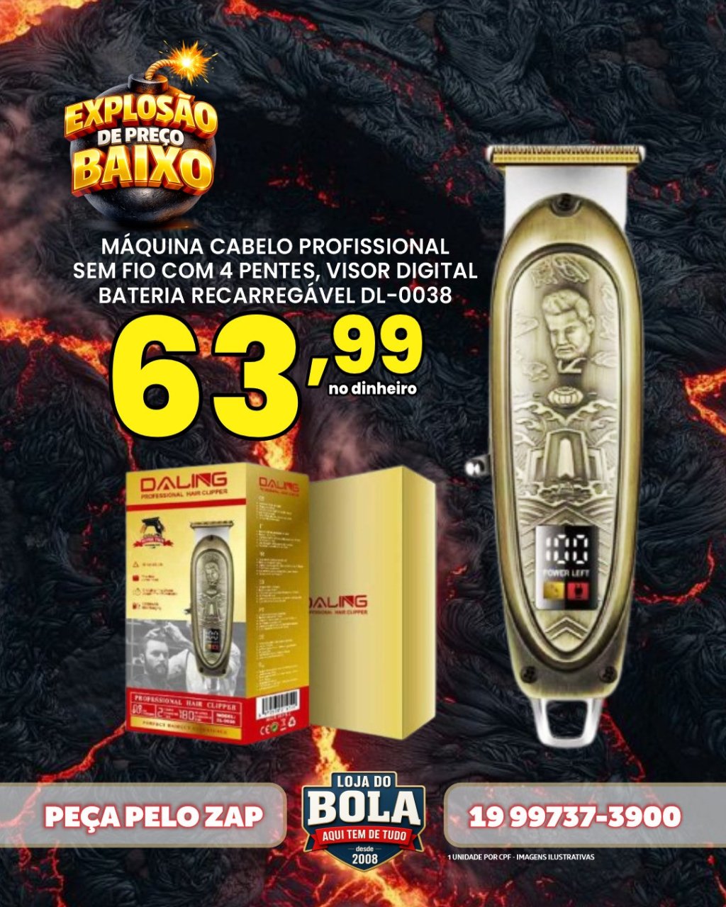 MÁQUINA CABELO C/ VISOR DIGITAL - DL-0038