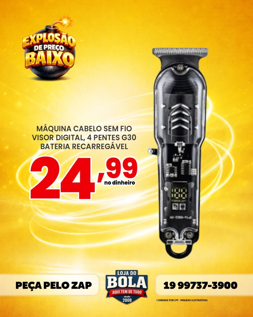 MÁQUINA CABELO C/ VISOR DIGITAL - G30