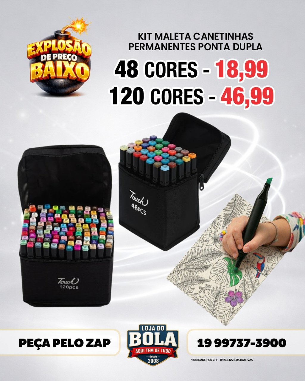 KIT CANETINHAS PONTA DUPLA  48/120