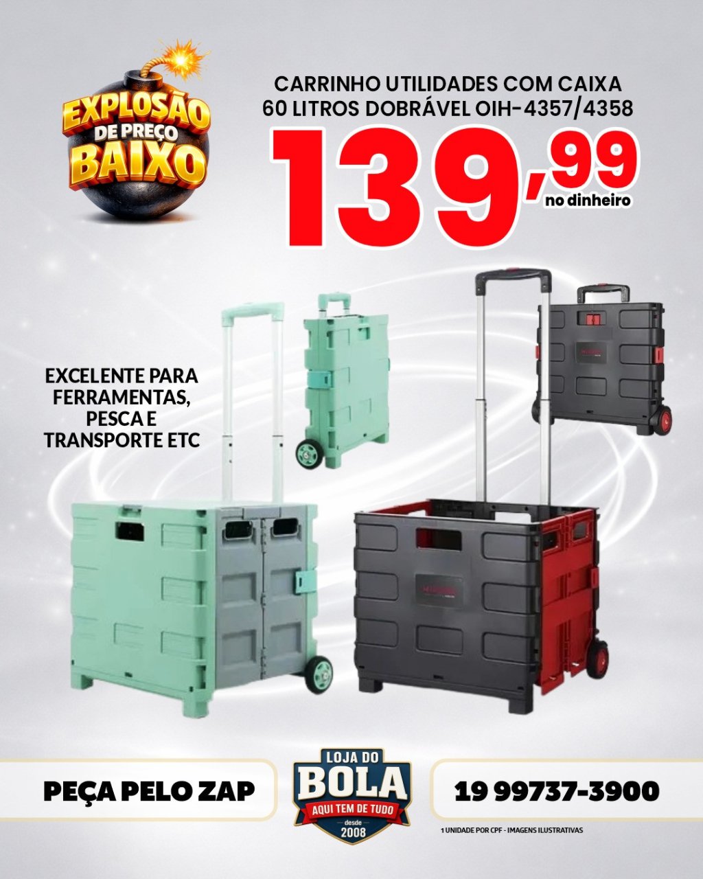 CARRINHO C/ CAIXA  60L