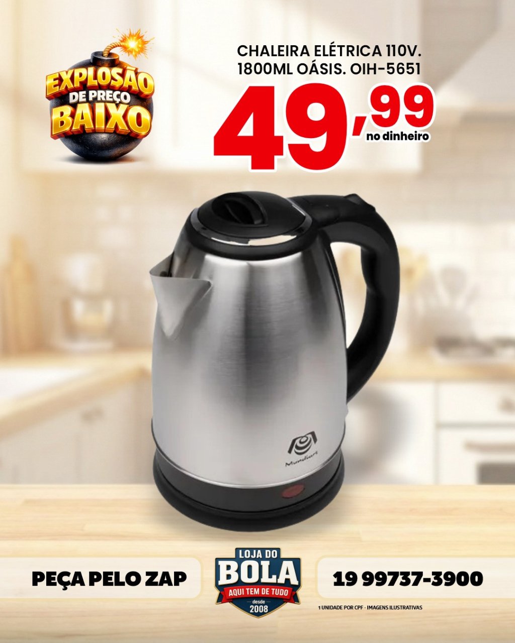 CHALEIRA ELÉTRICA 1800ml  OIH-5651
