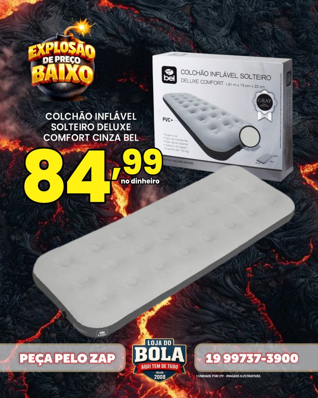 COLCHÃO INFLÁVEL BEL - SOLTEIRO