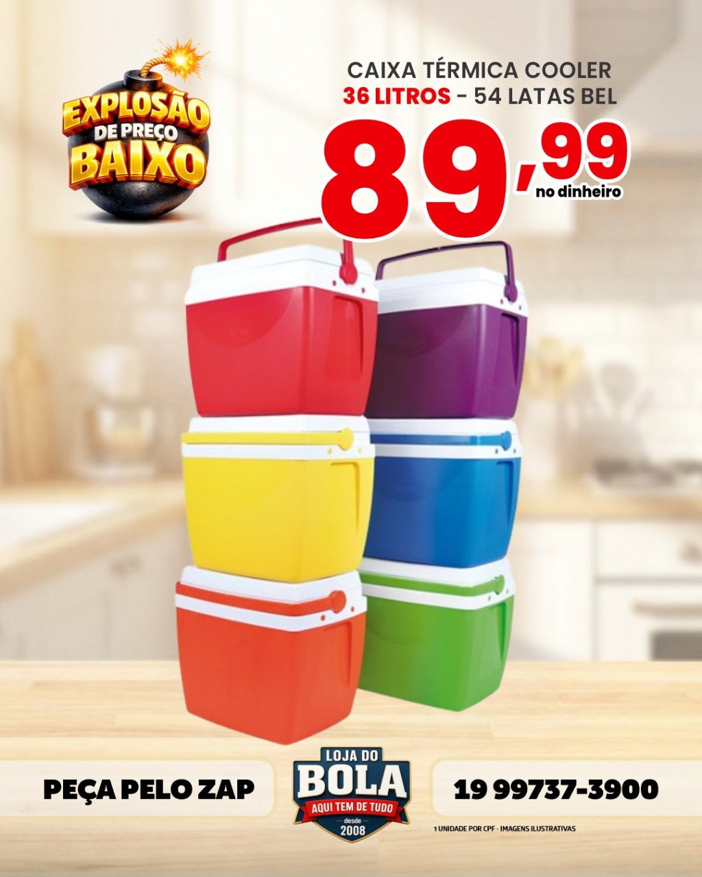 CAIXA TÉRMICA COOLER 36 LITROS 54 LATAS - BEL