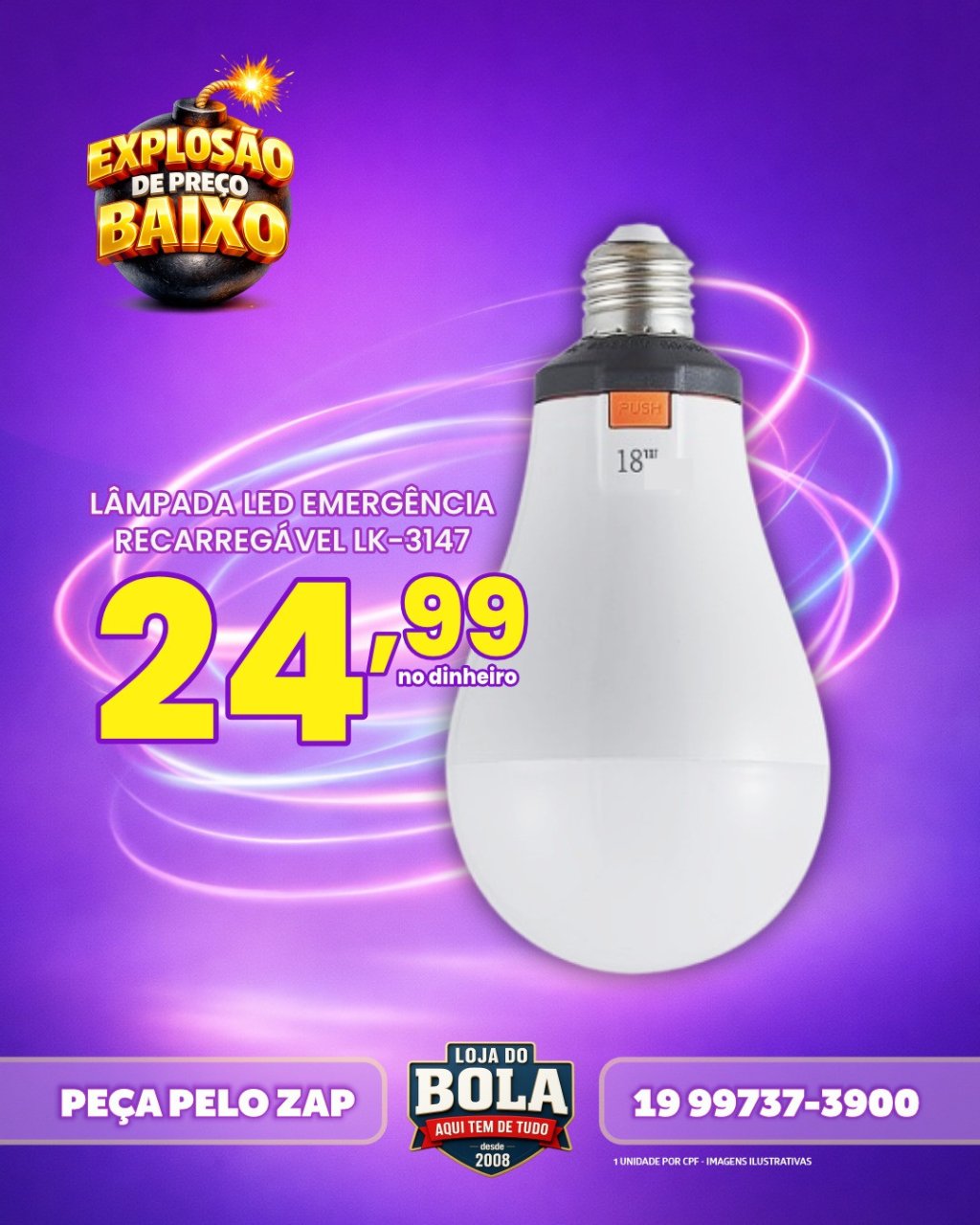 LÂMPADA LED EMEREGÊNCIA  LK-3147