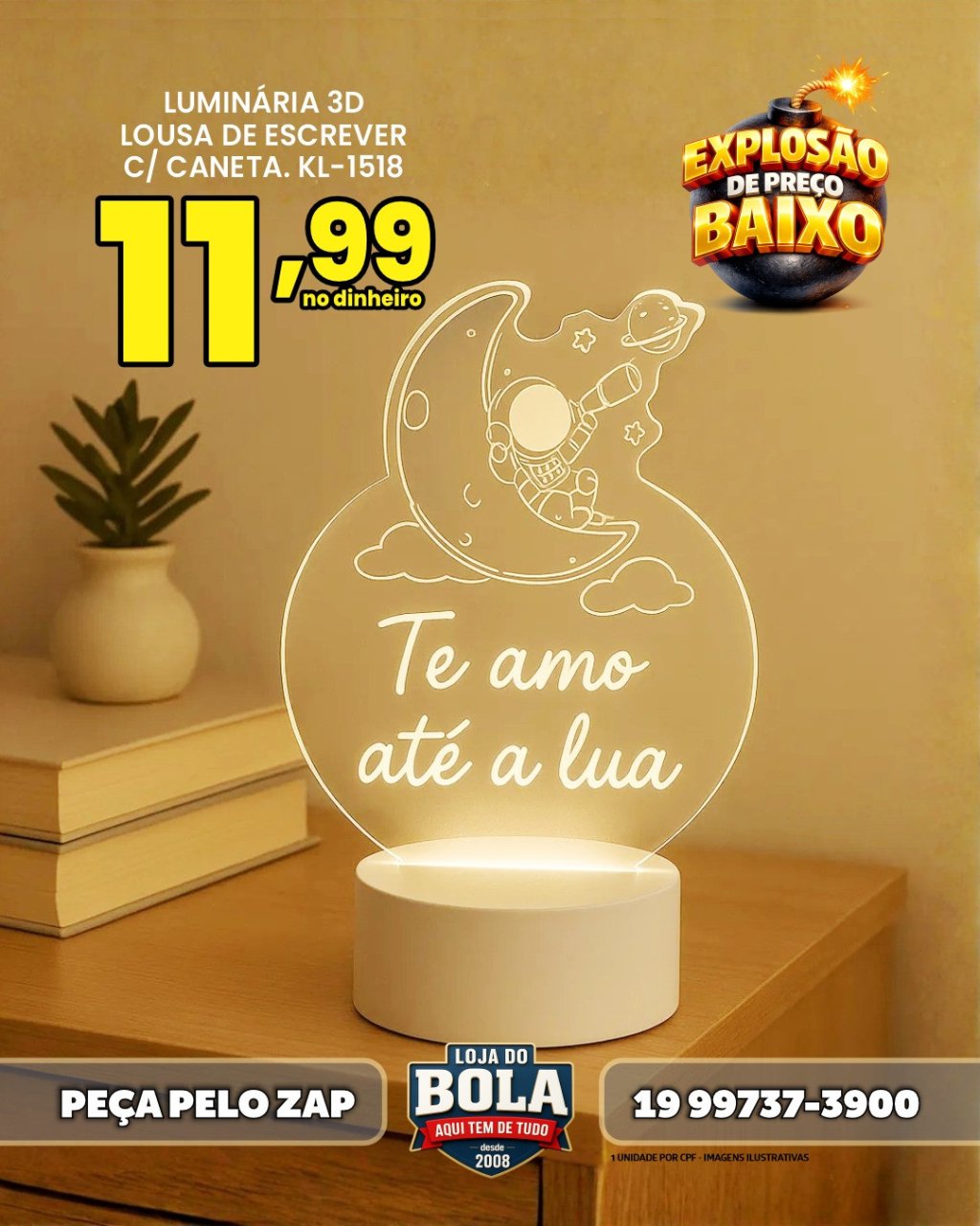 LOUSA LUMINÁRIA ESCREVER 3D