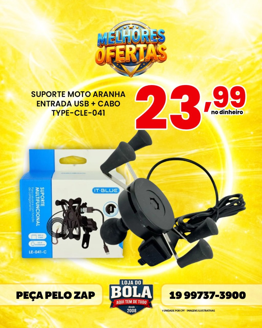 SUPORTE DE CELULAR PARA MOTO COM CARREGAMENTO USB