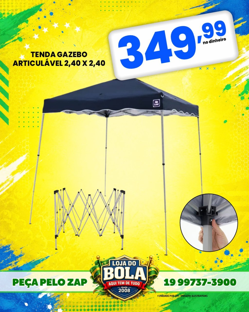TENDA GAZEBO (2,40 x 2,40) ARTUCULÁVEL 