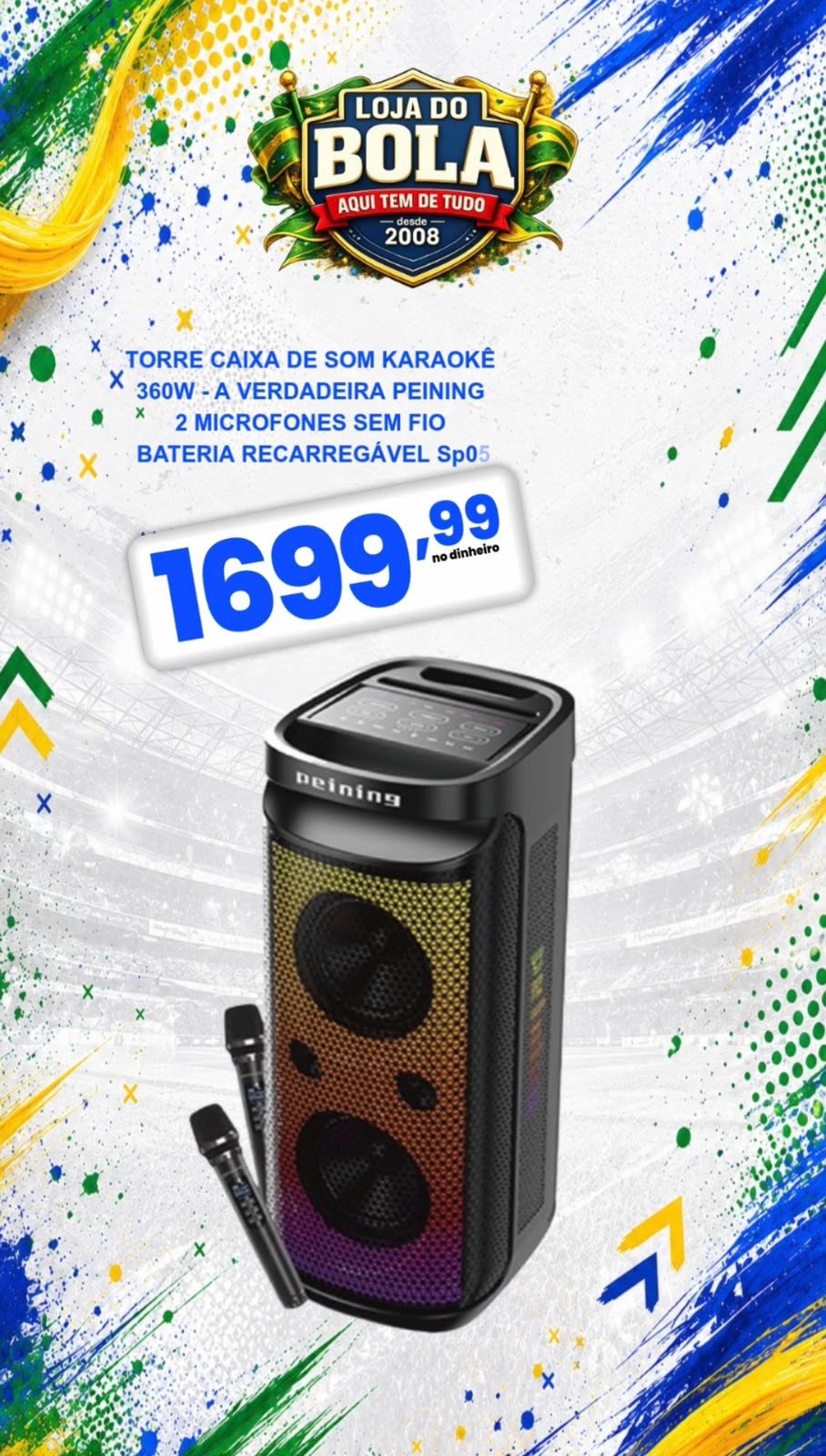 TORRE CAIXA DE SOM KARAOKÊ - 360W