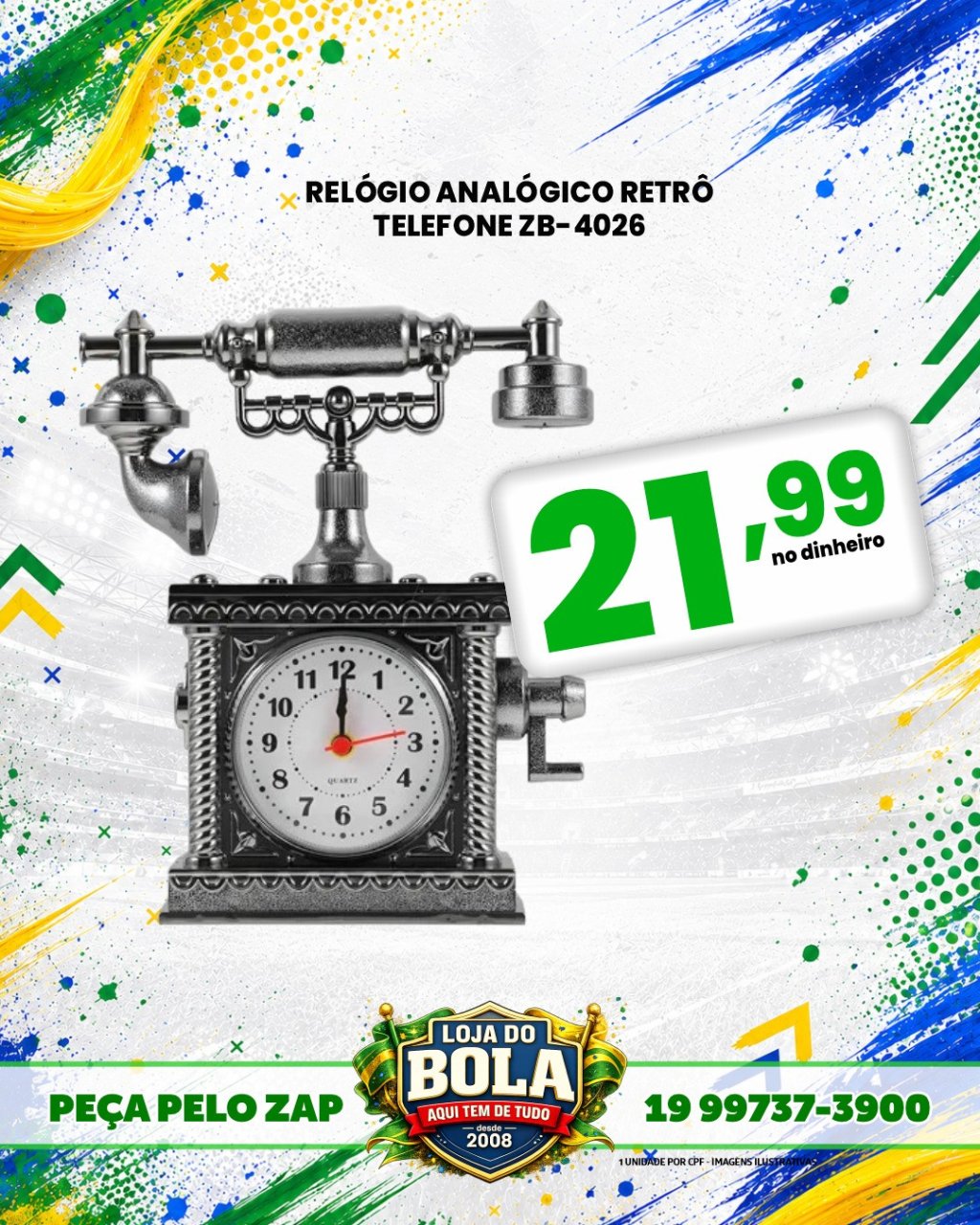 RELÓGIO ANALÓGICO RETRÔ - ZB-4026