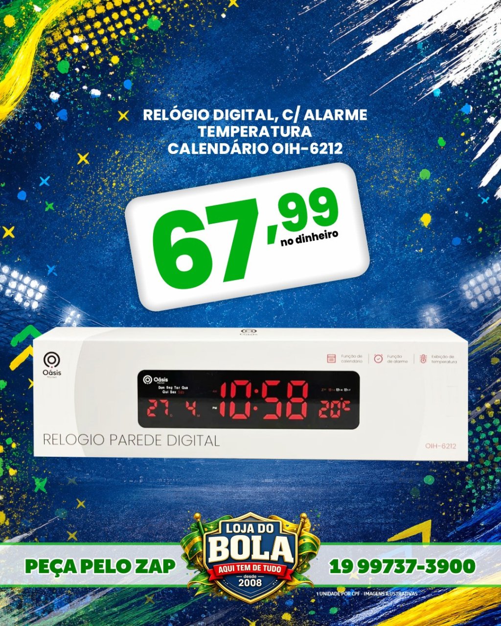 RELÓGIO DIGITAL OIH-622