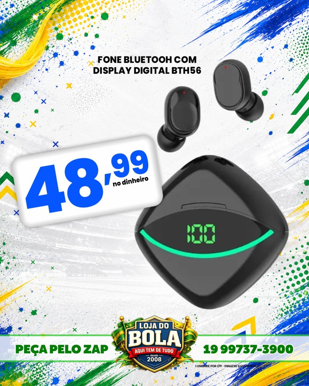FONE BLUETOOTH BTH56 C/ DISPLAY DIGITAL