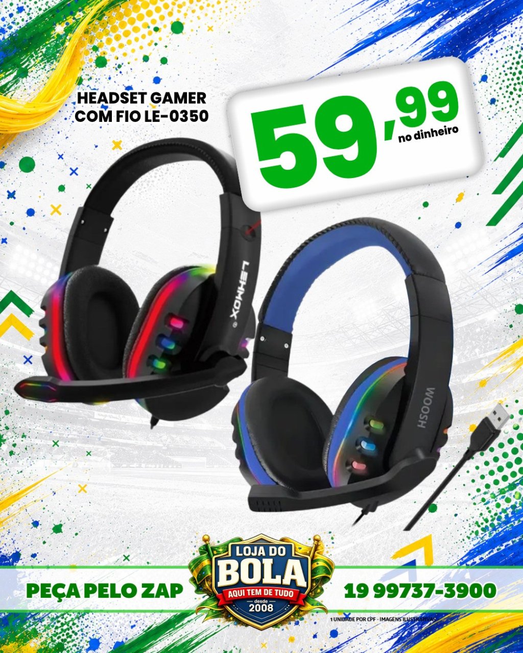 HEADSET GAMER SEM FIO - LE-0350