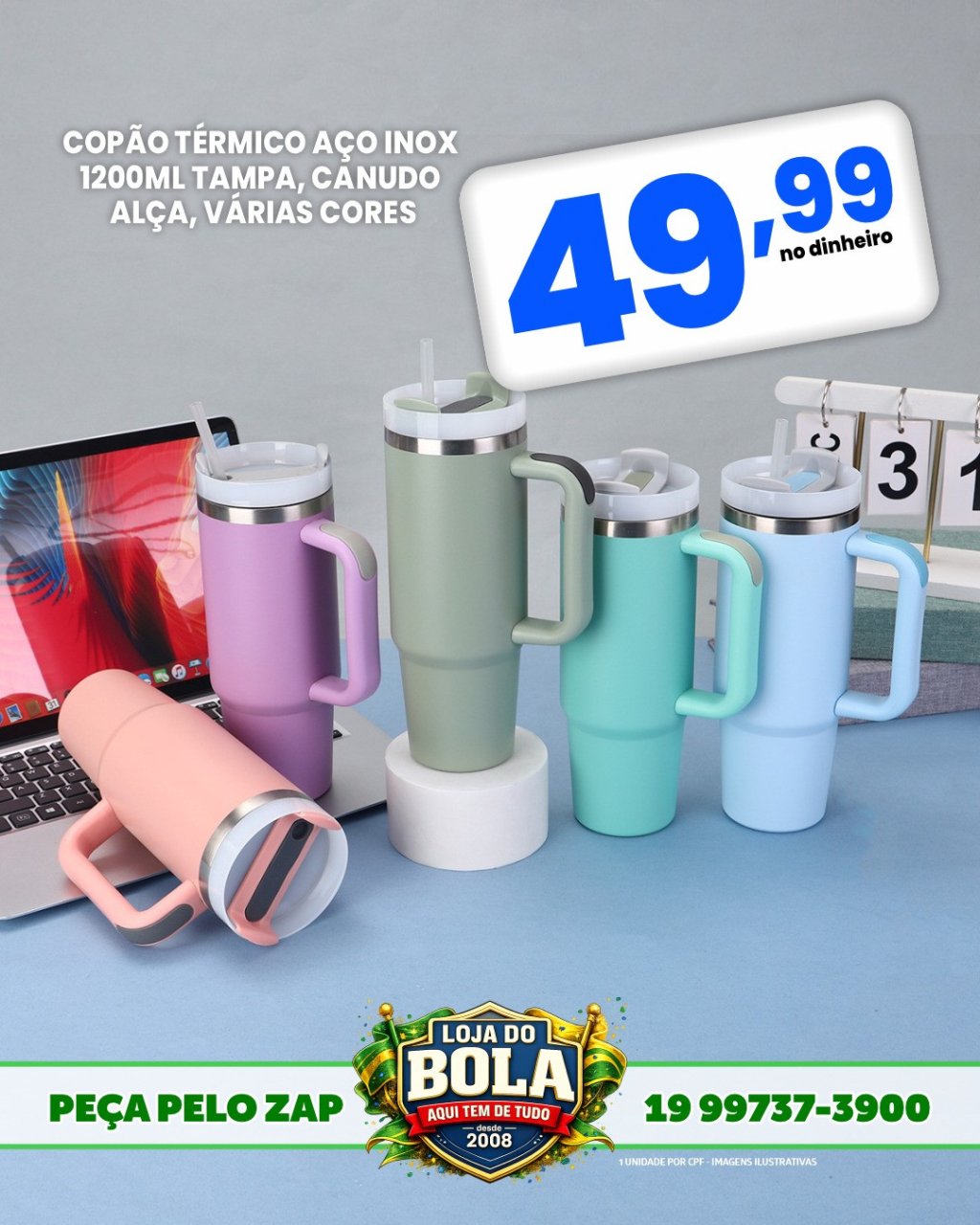 COPO CANECA 1200ML COM CANUDO 