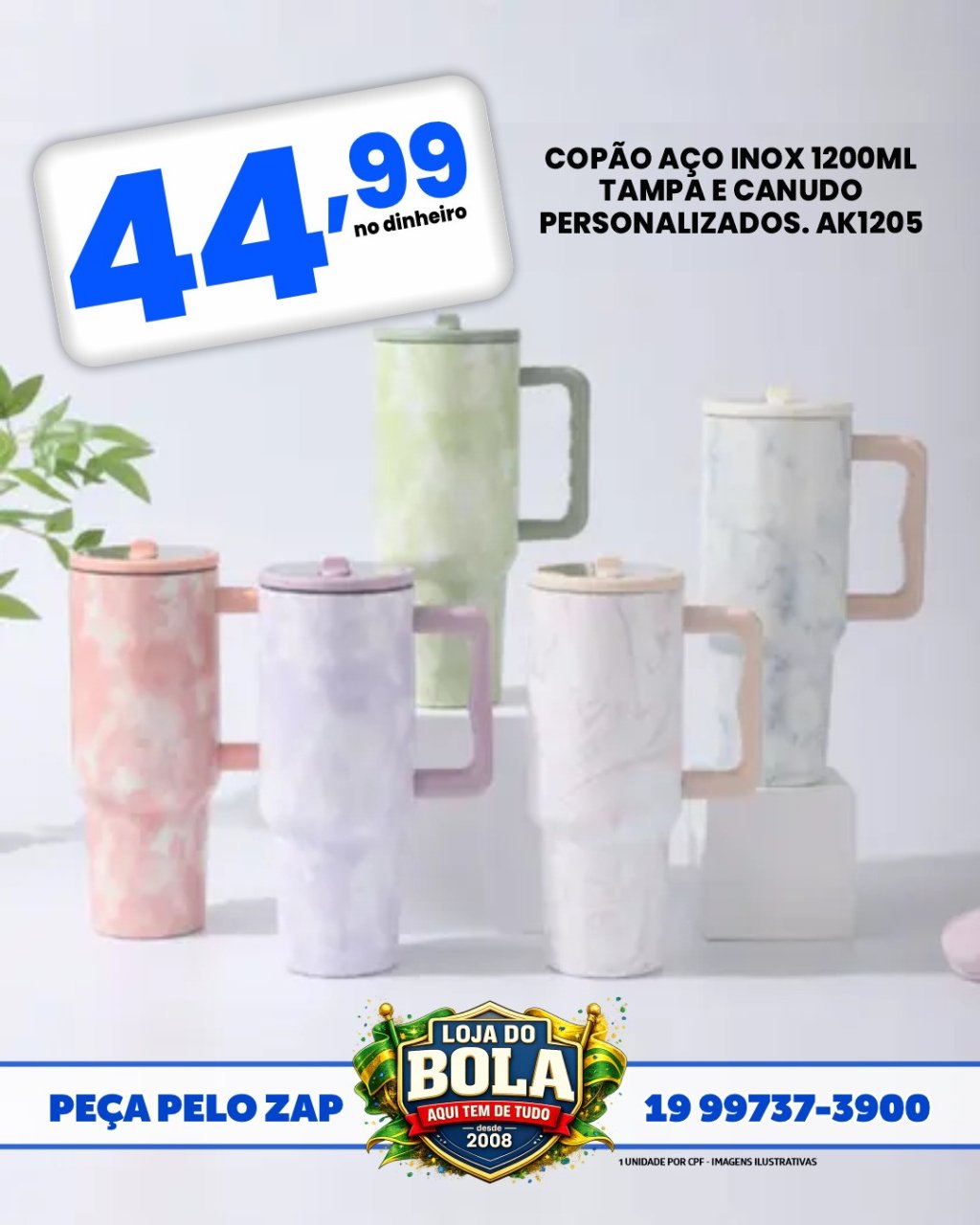 COPO PERSONALIZADO 1200ML COM CANUDO