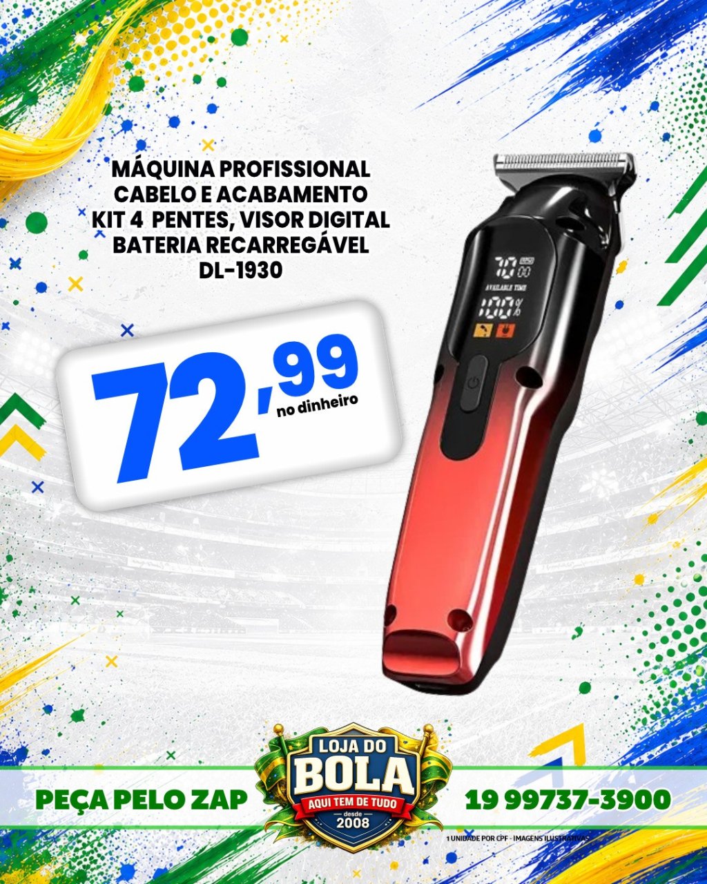 MAQUINA CABELO E ACABAMENTO, COM VISOR DIGITAL
