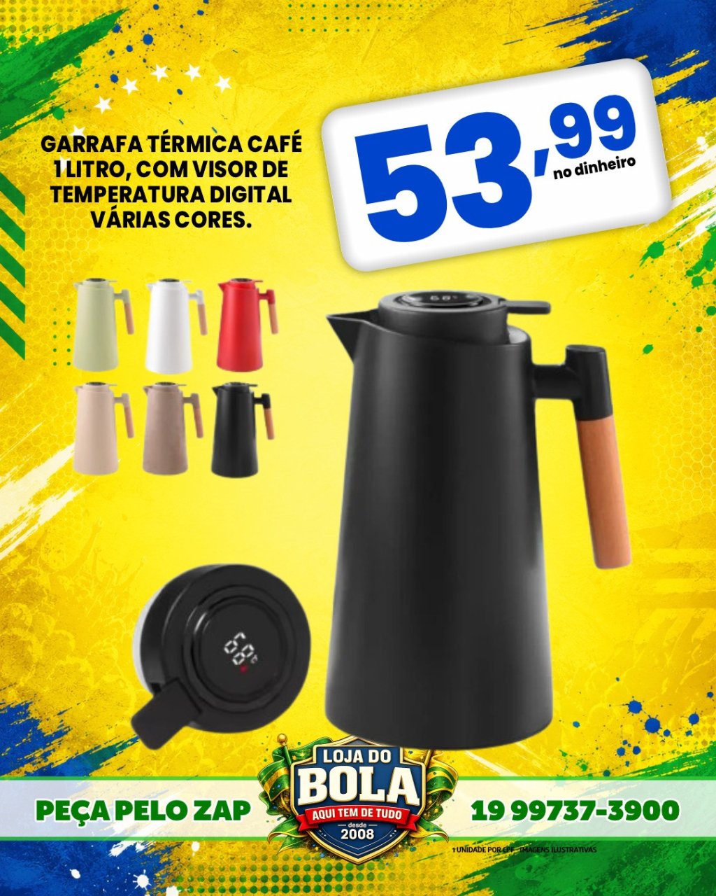GARRAFA TÉRMICA CAFÉ 1 LITRO, COM VISOR