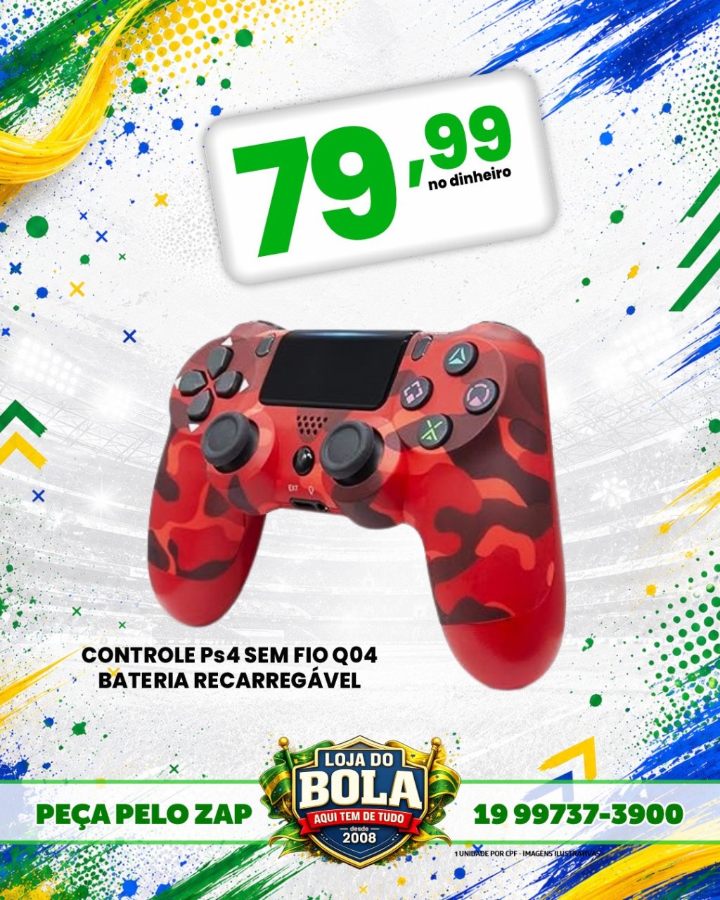 CONTROLE PS4 SEM FIO 