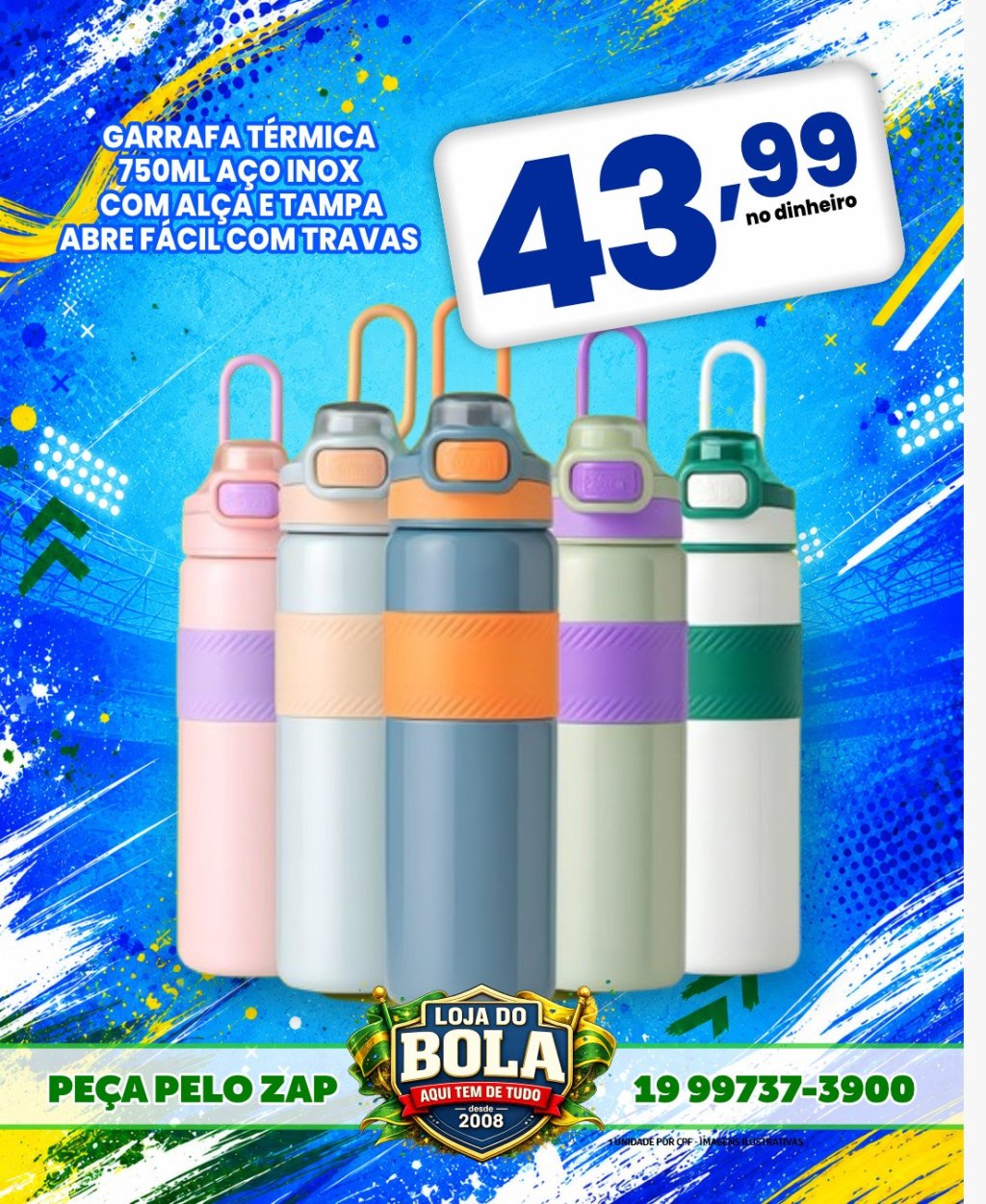 GARRAFA TÉRMICA 750ML COM ALÇA E TAMPA