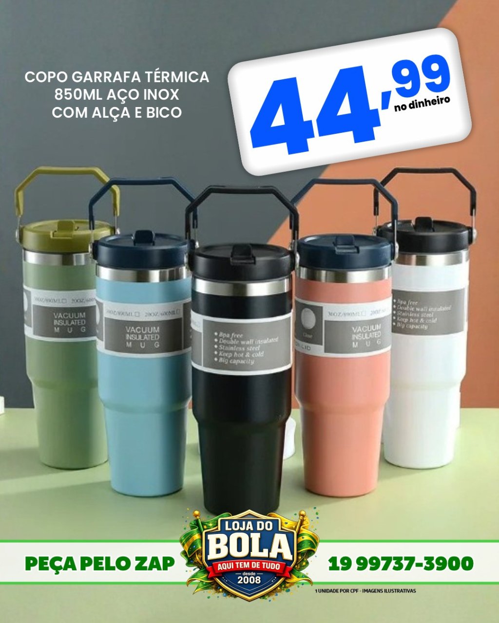 COPO GARRAFA TÉRMICA COM ALÇA E BICO