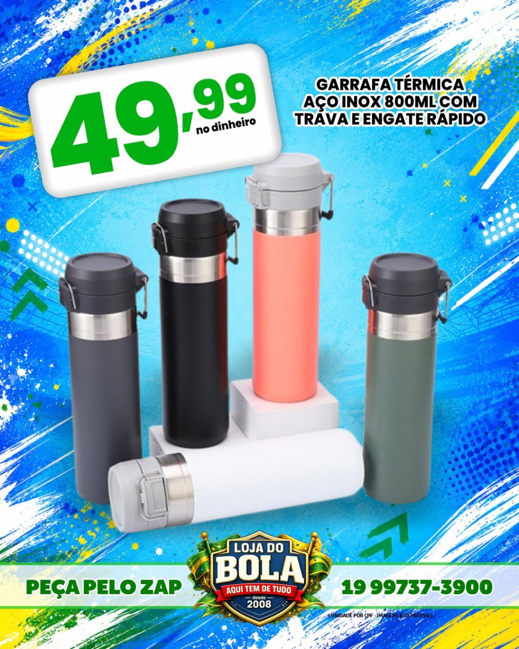 GARRAFA TÉRMICA 800ML COM TRAVA