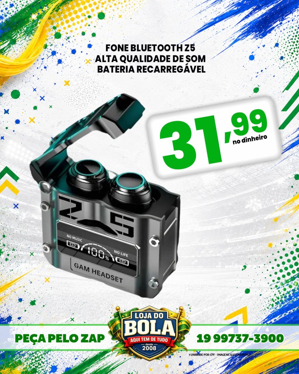 FONE BLUETOOTH Z5, ALTA QUALIDADE DE SOM