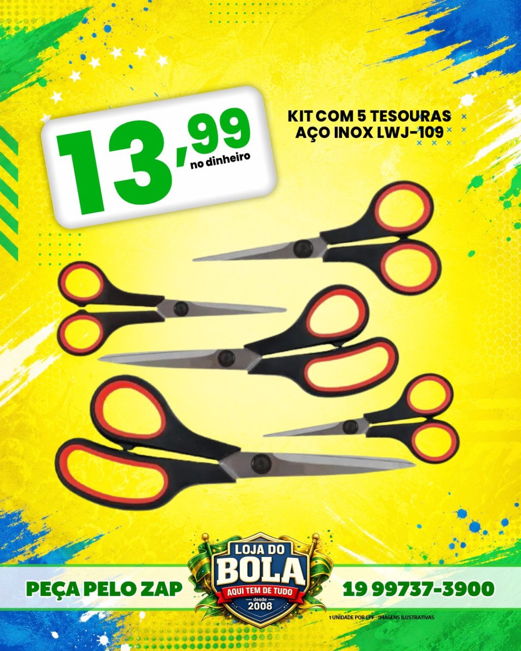 KIT 5 TESOURAS AÇO