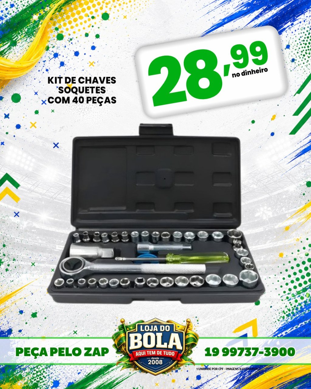 KIT JOGO DE CHAVES SOQUETE - 40 PEÇAS