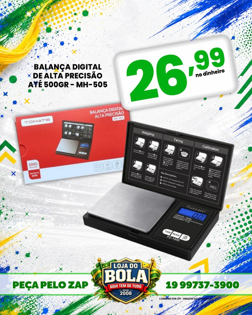 BALANÇA DIGITAL DE PRECISÃO ATÉ 500g
