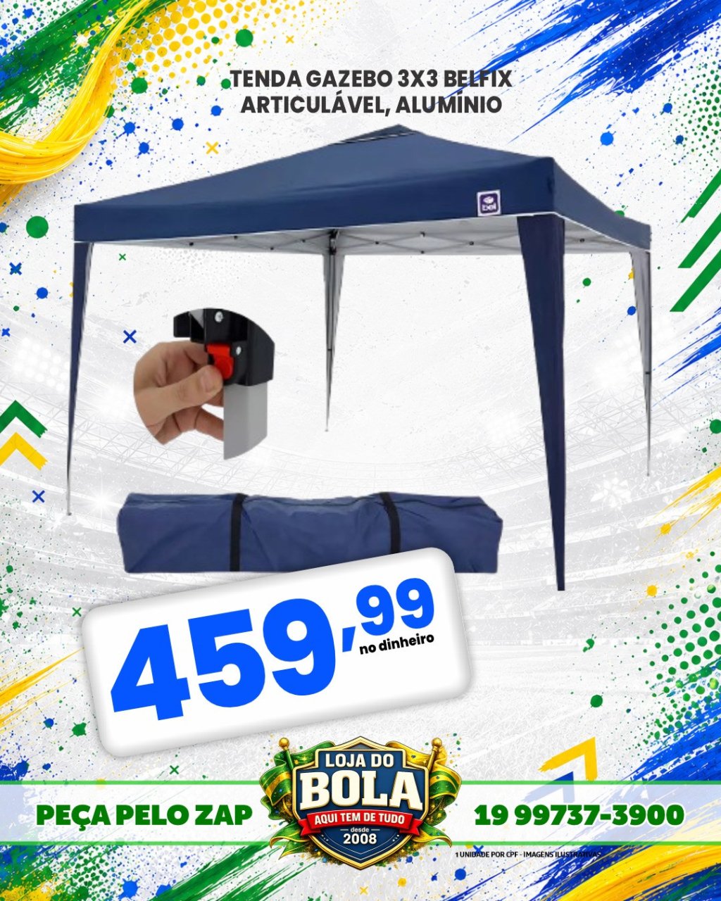 TENDA GAZEBO BEL ALUMÍNIO 3X3 ARTUCULÁVEL 