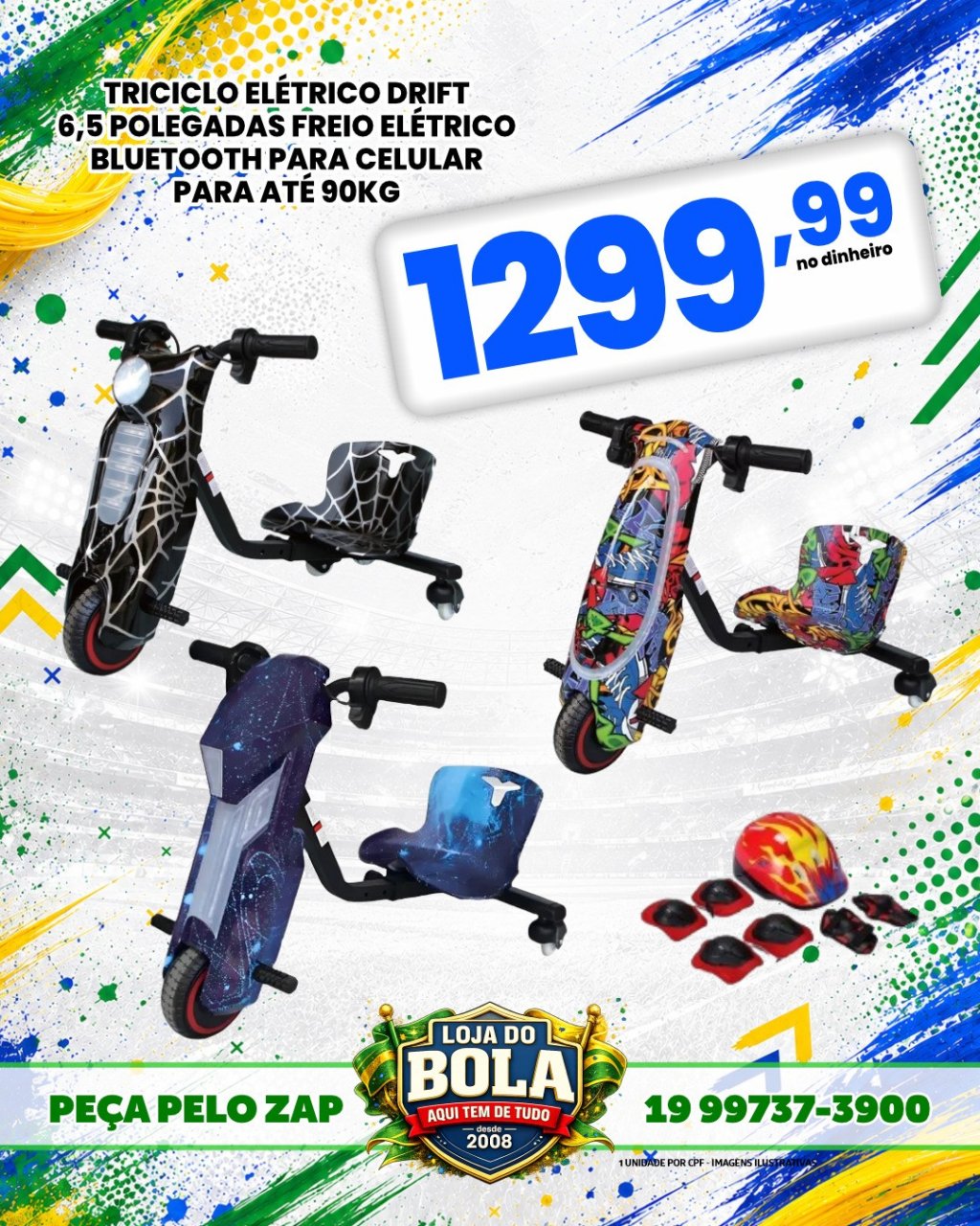 TRICICLO ELÉTRICO ATÉ 90KG