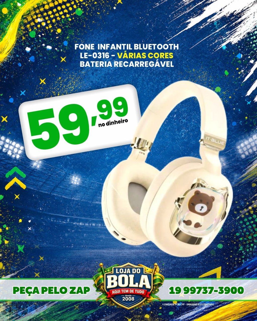 FONE SEM FIO INFANTIL