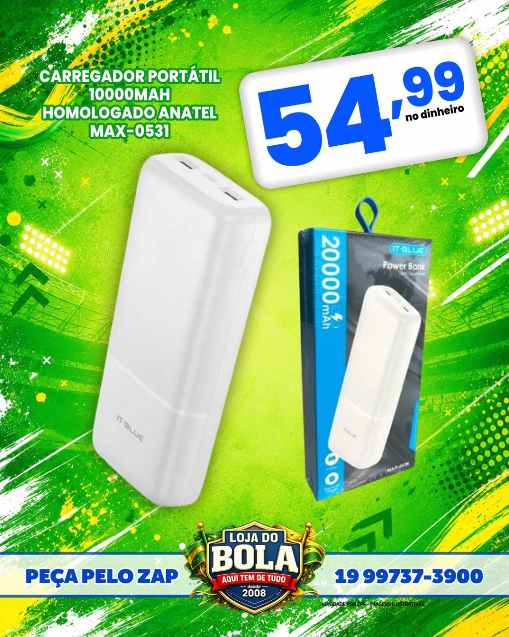 CARREGADOR PORTÁTIL HOMOLOGADO 10.000MAH