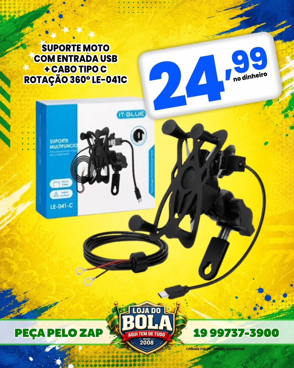 SUPORTE MOTO COM ENTRADA USB