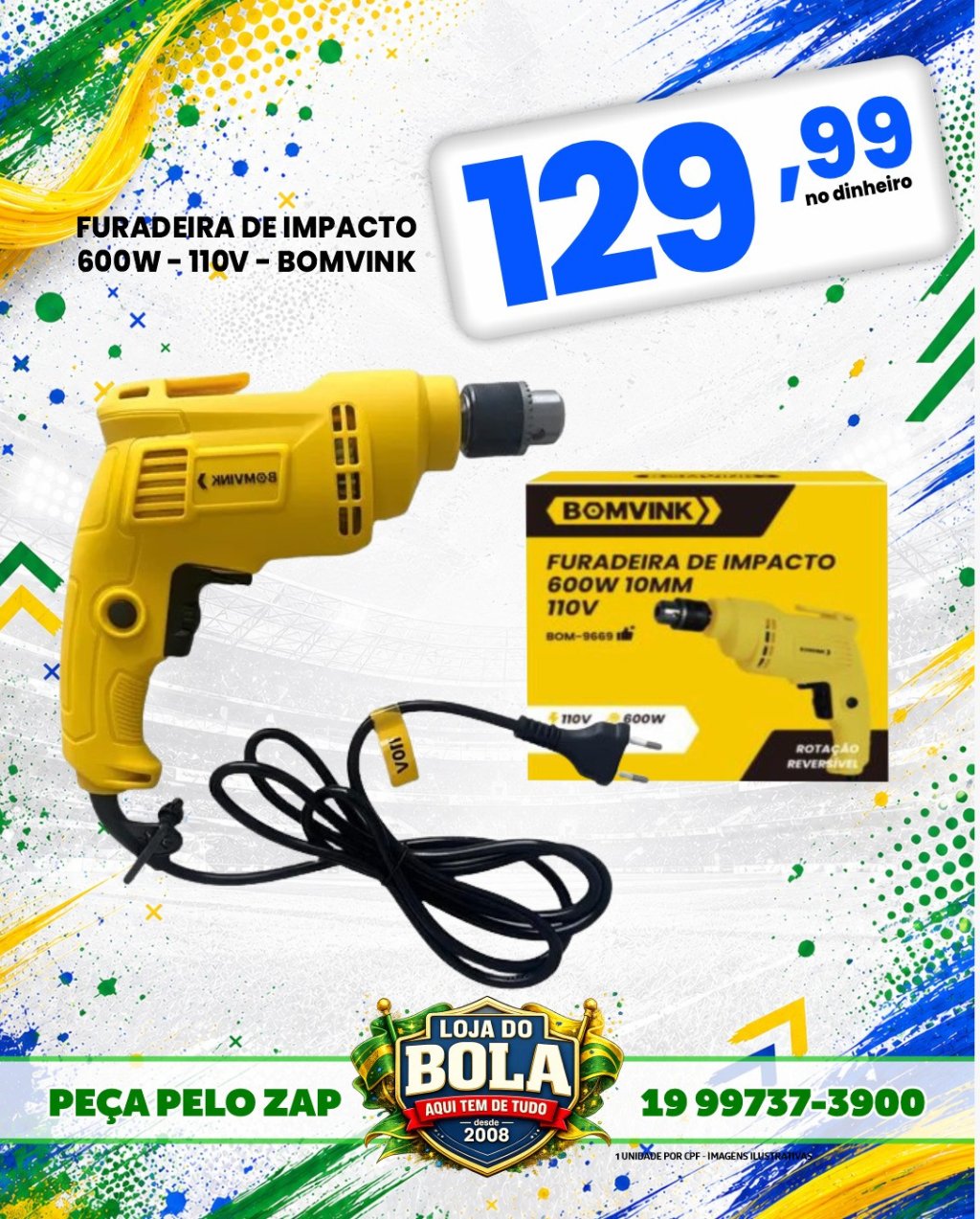 FURADEIRA DE IMPACTO BOMVINK 600W 110V