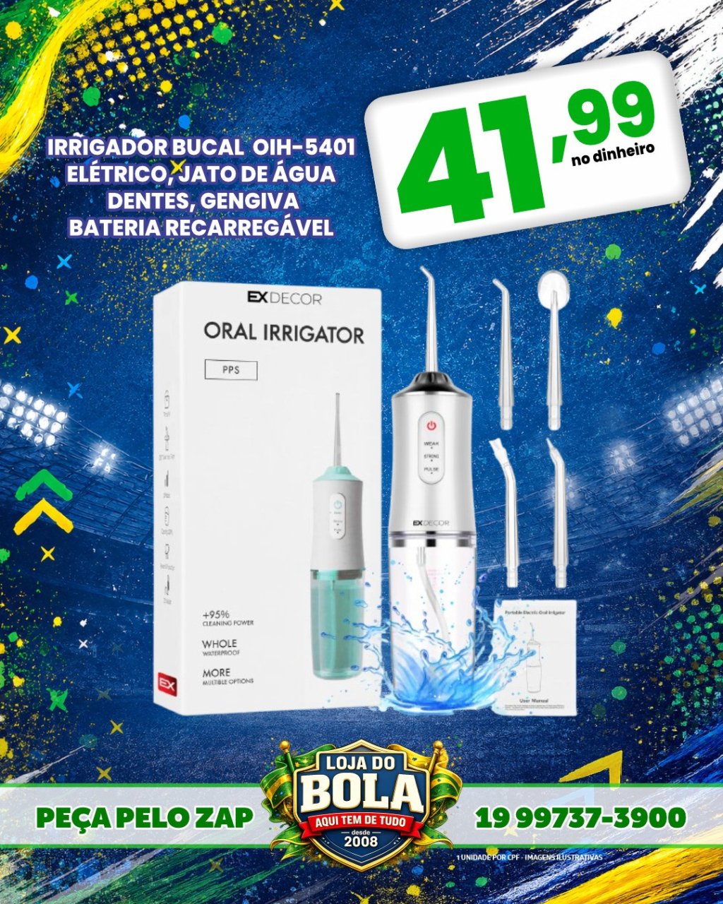 IRRIGADOR BUCAL - BATERIA RECARREGÁVEL