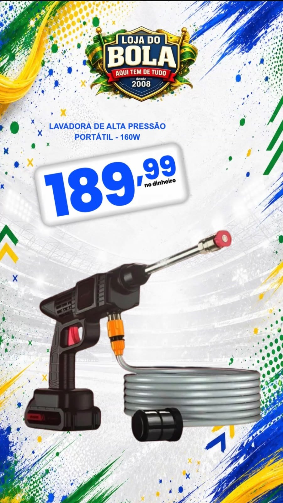 LAVADORA DE ALTA PRESSÃO PORTÁTIL 160w