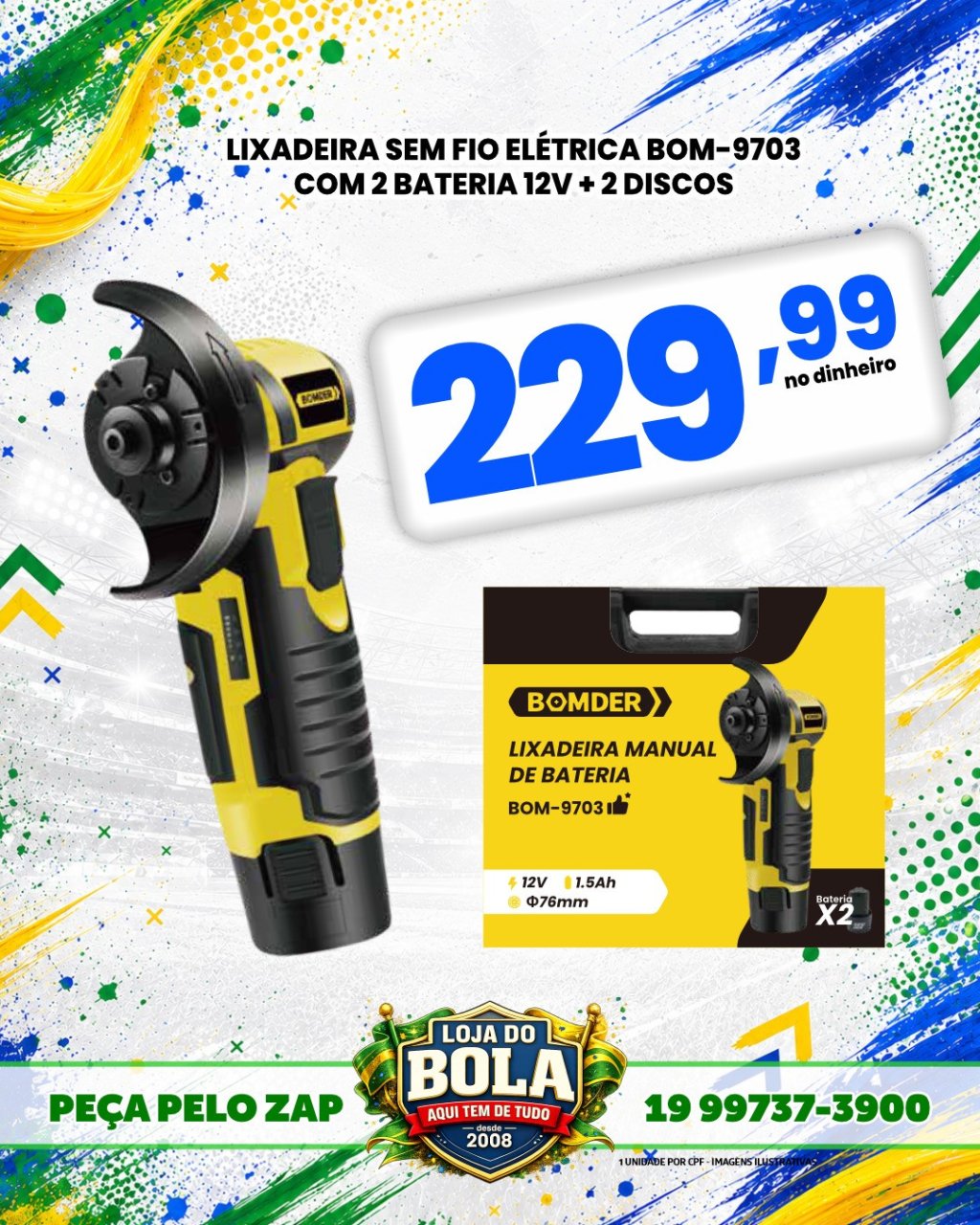 LIXADEIRA ELÉTRICA SEM FIO COM 2 BATERIAS