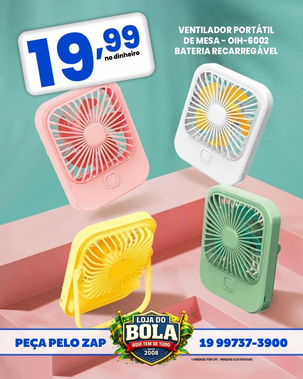 VENTILADOR DE MESA BATERIA RECARREGÁVEL