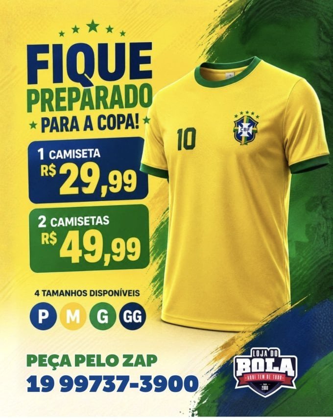 CAMISA DO BRASIL - PROMOÇÃO 2 UNIDADES POR R$ 49,99