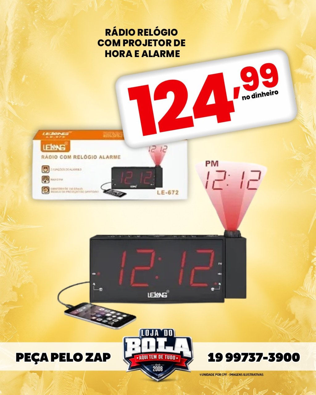 RADIO RELOGIO COM PROJETOR