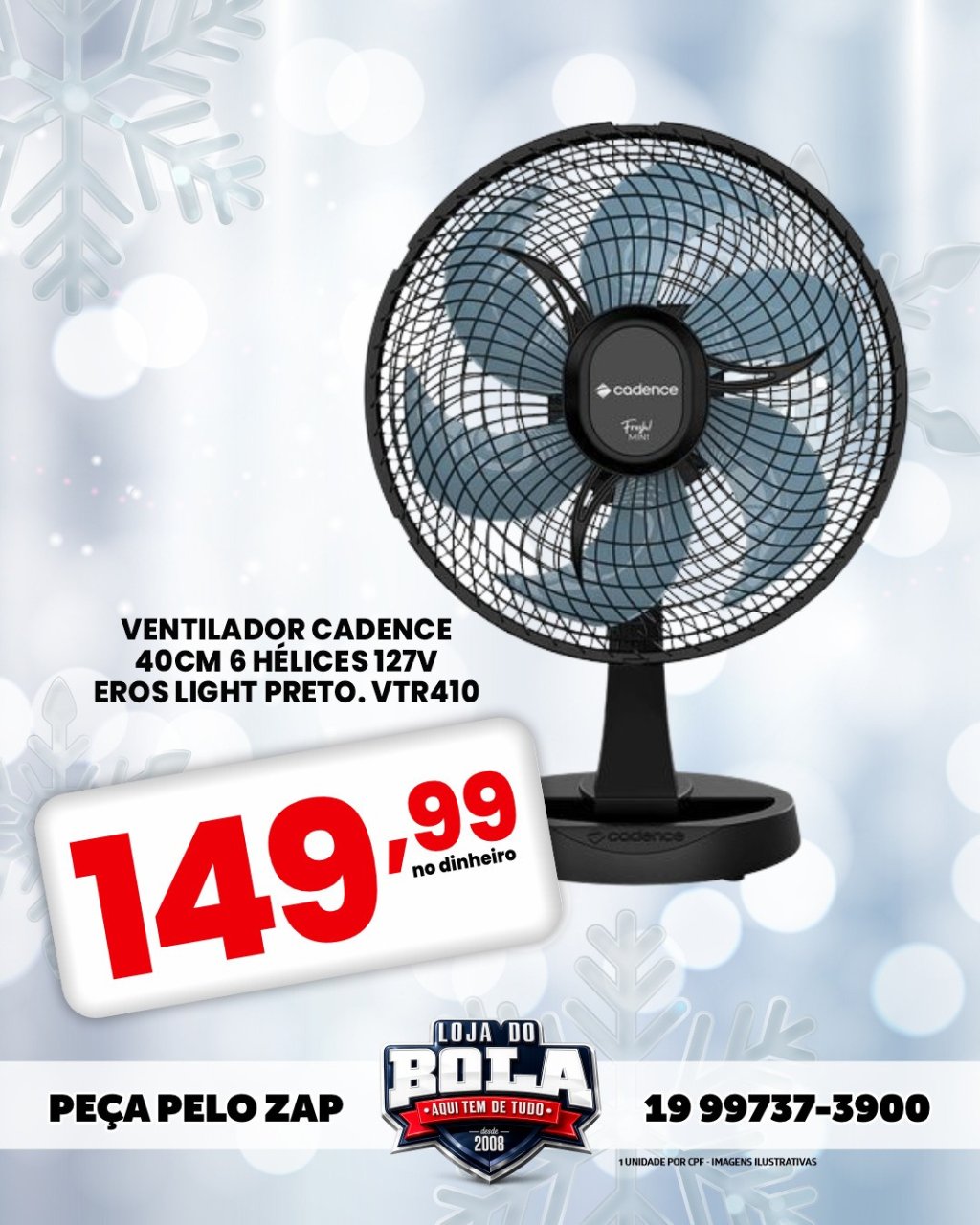 VENTILADOR CADENCE 40CM - 6 HÉLICES 127V