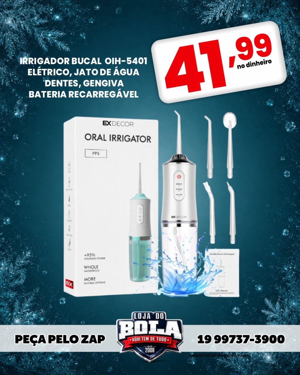 IRRIGADOR BUCAL - BATERIA RECARREGÁVEL