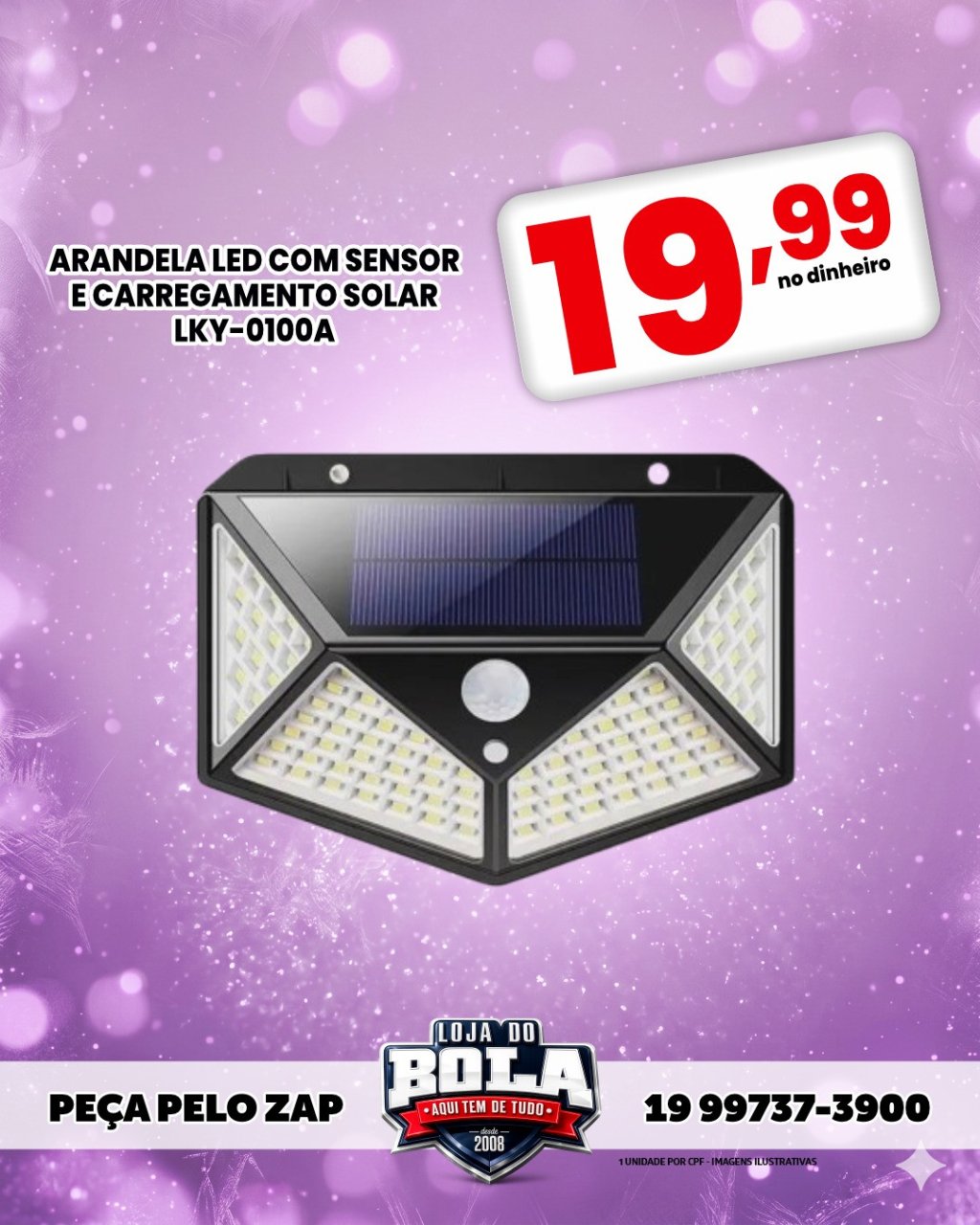 ARANDELA SOLAR COM SENSOR